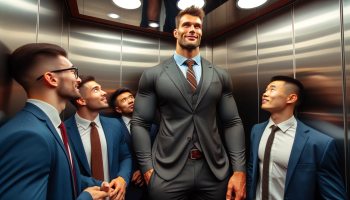 DALL·E 2023-11-21 20.18.47 - In a modern elevator, an exceptionally tall and muscular Serbian ...png