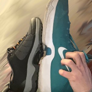 Comparing my shoe to a normal size 10 shoe.